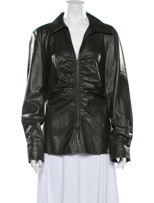Lafayette 148 Leather Jacket Green