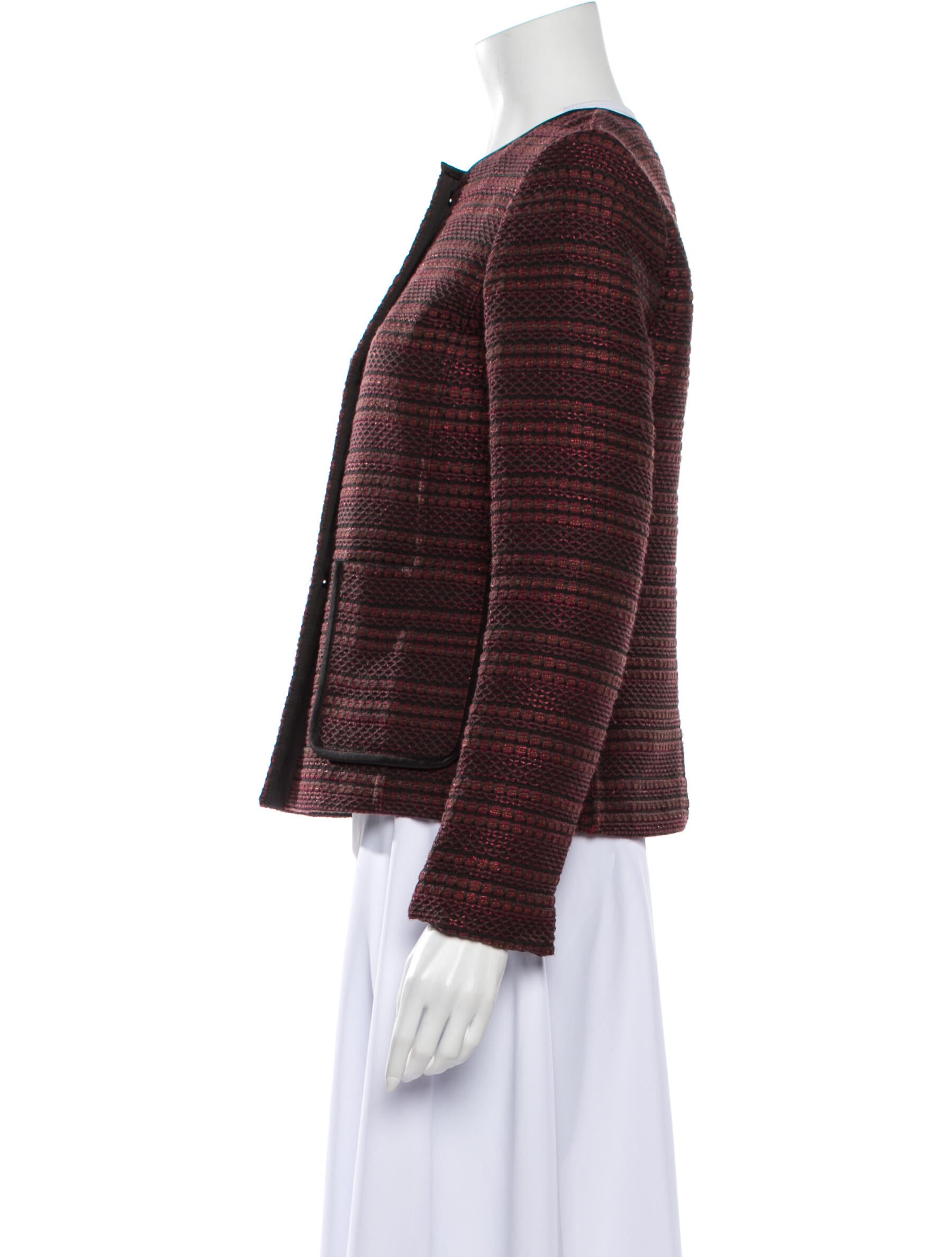 Lafayette 148 Tweed Pattern Evening Jacket - Burgundy Jackets, Clothing - WLFFY73295 | The RealReal