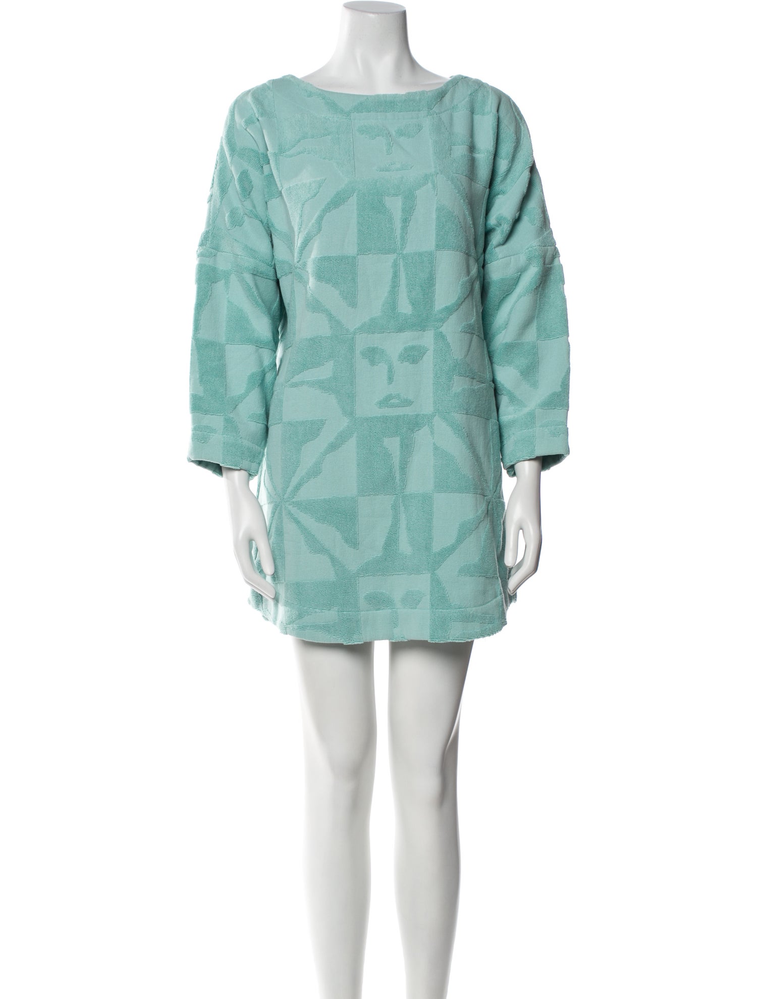 Lucy Folk Bateau Neckline Mini Dress