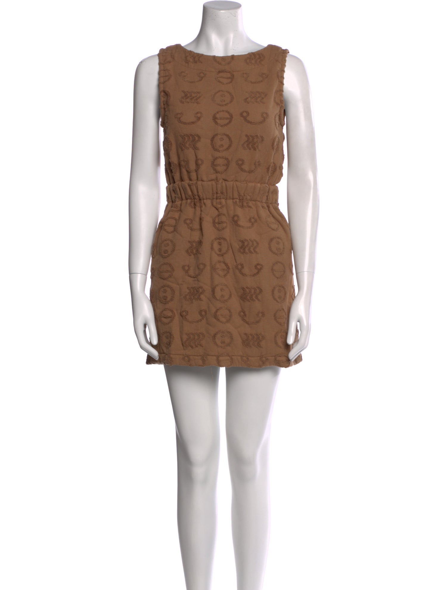 Lucy Folk Bateau Neckline Mini Dress