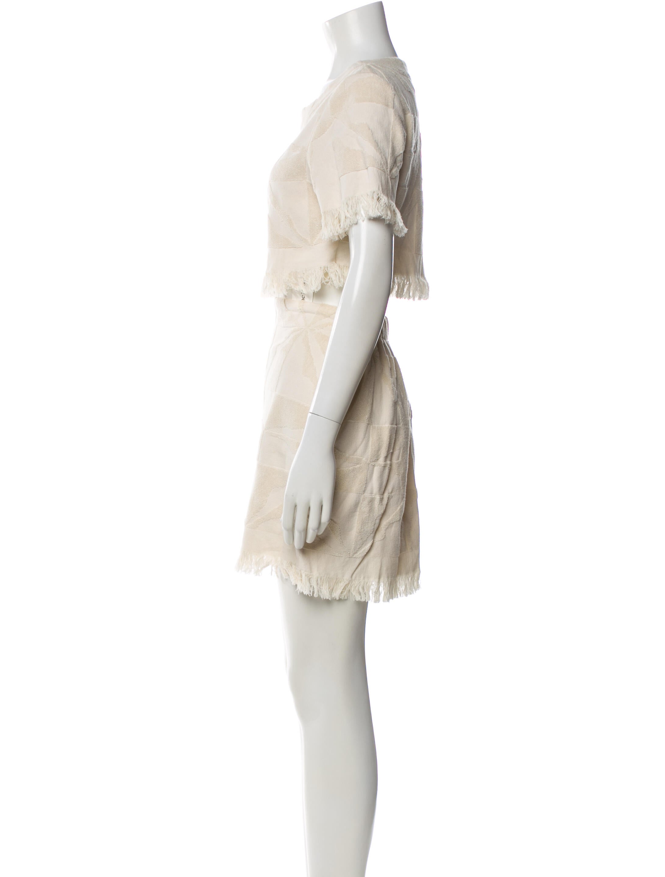 Lucy Folk Raw-Edge Trim Skirt Set