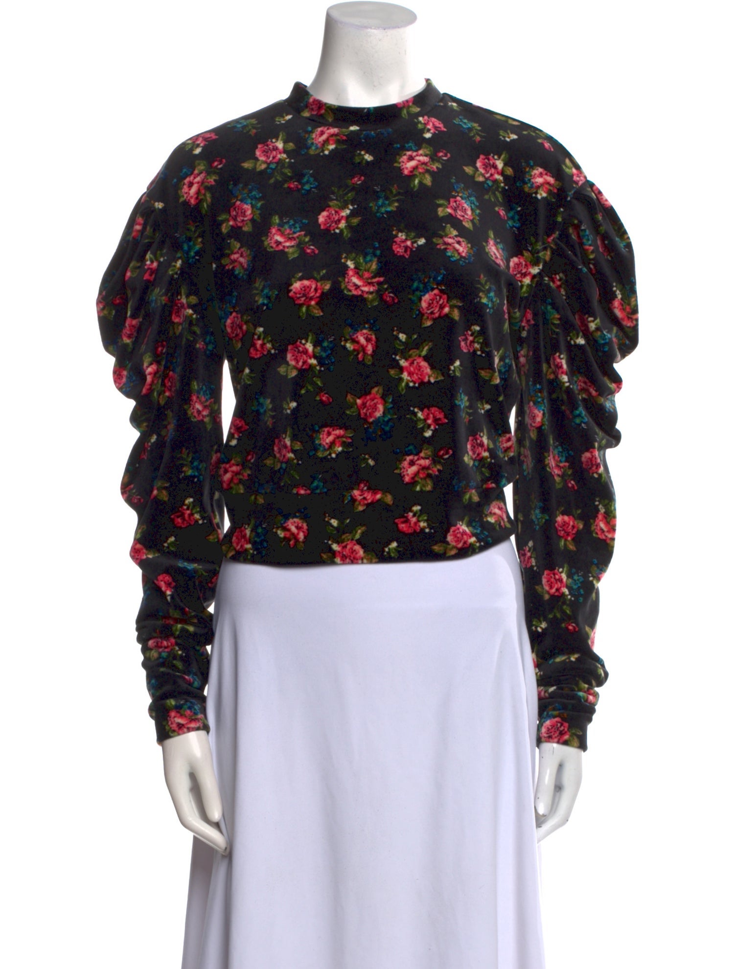 L.F.Markey Velour Floral Print Crop Top