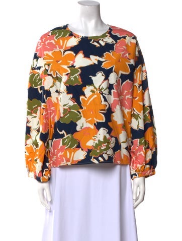 L.F.Markey Tops Floral Print Crew Neck Blouse M