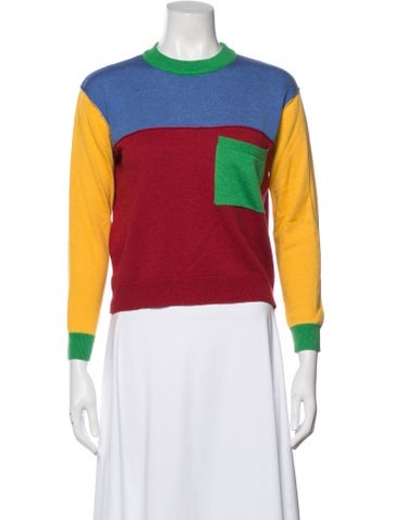 Pre-owned L.f.markey Colorblock Pattern Crew Neck Top In Blue