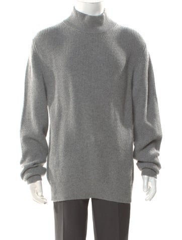 Pre-owned Luca Faloni Cashmere Turtleneck Polo Sweater In Gray