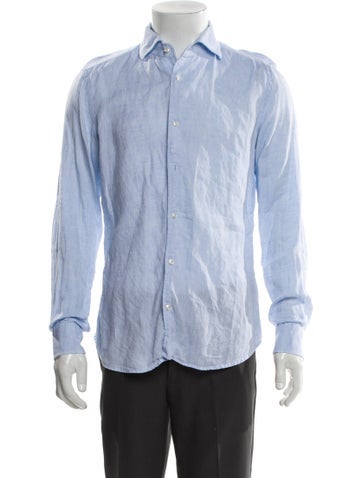Pre-owned Luca Faloni Linen Long Sleeve Shirt In Blue