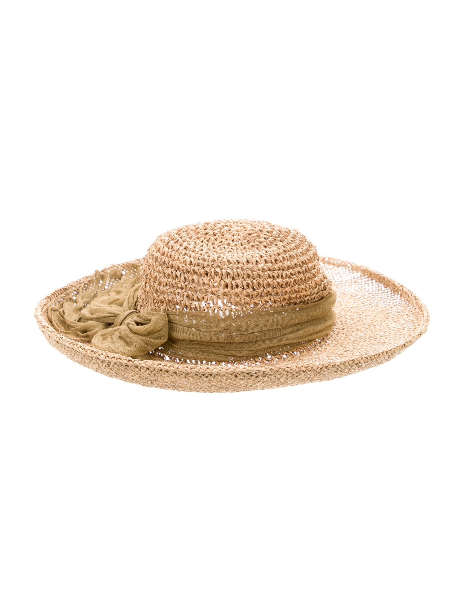 Louise Green Straw Woven Wide Brim Sun Hat
