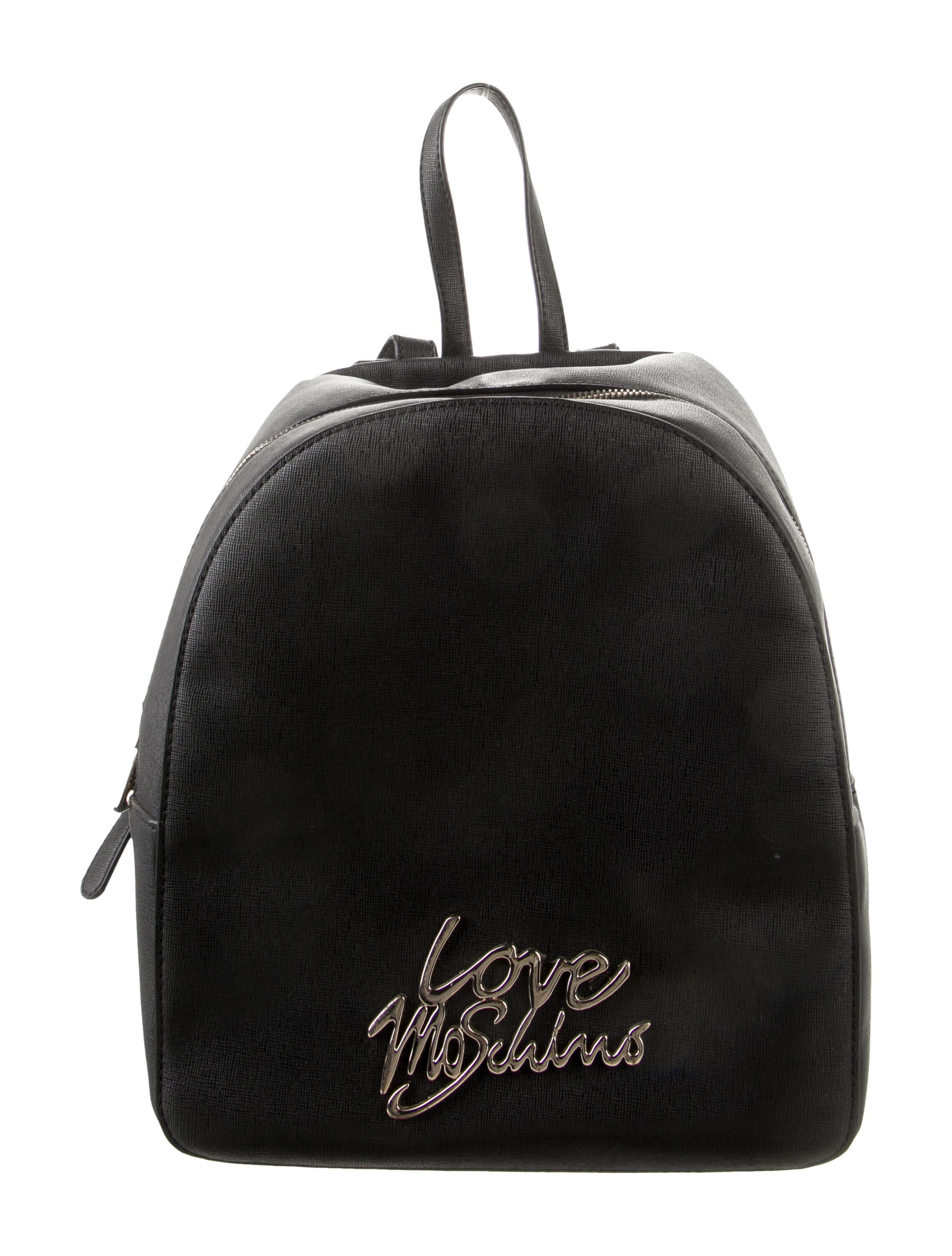 Love Moschino Heart Crystal Embellished Backpack Black Backpacks