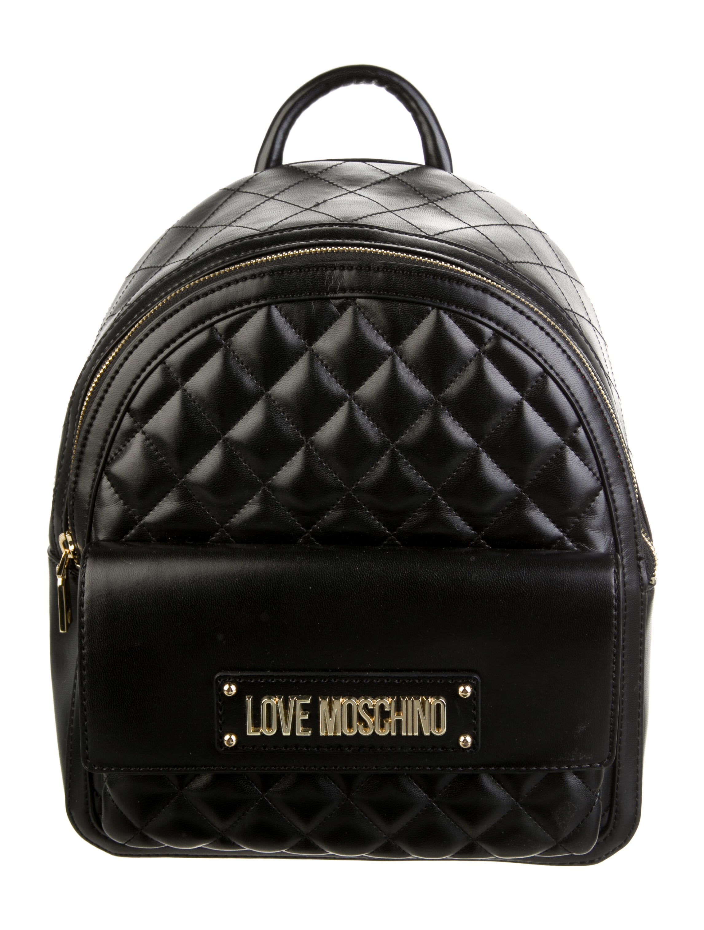Love Moschino Leather quilted backpack Black Backpacks, Handbags