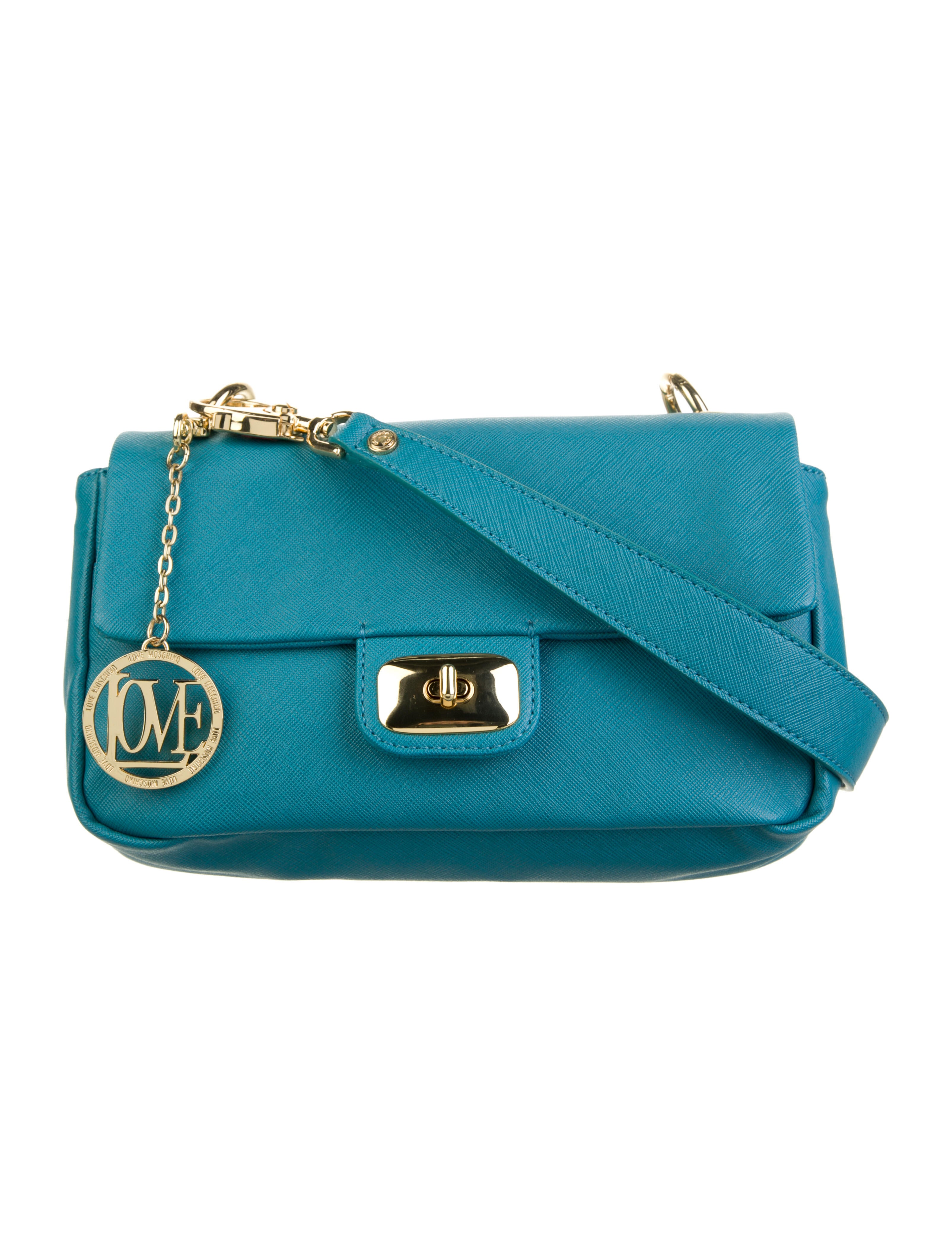 Love Moschino Vegetarian Leather Shoulder Bag Blue Shoulder Bags
