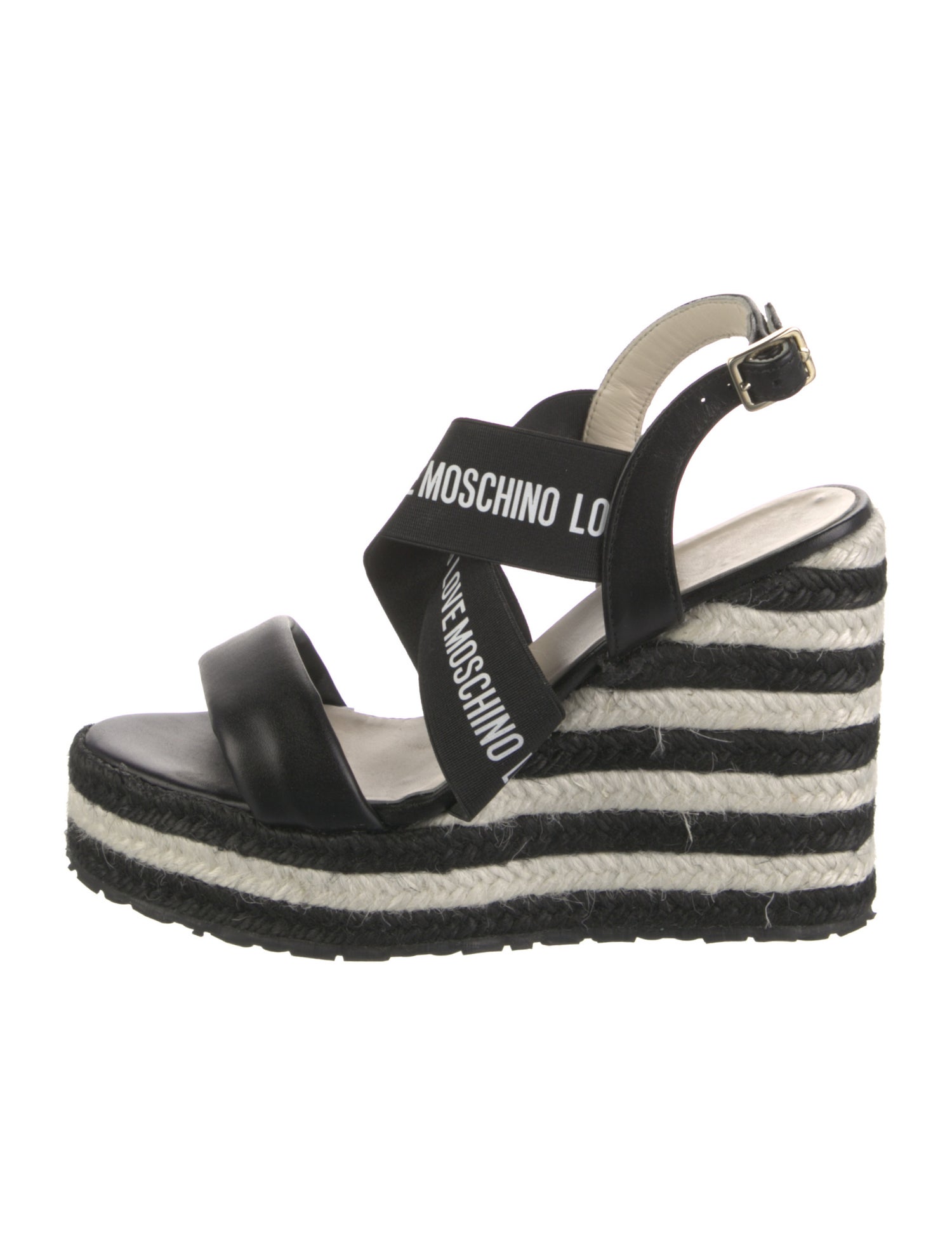 Love Moschino Leather Printed Slingback Sandals