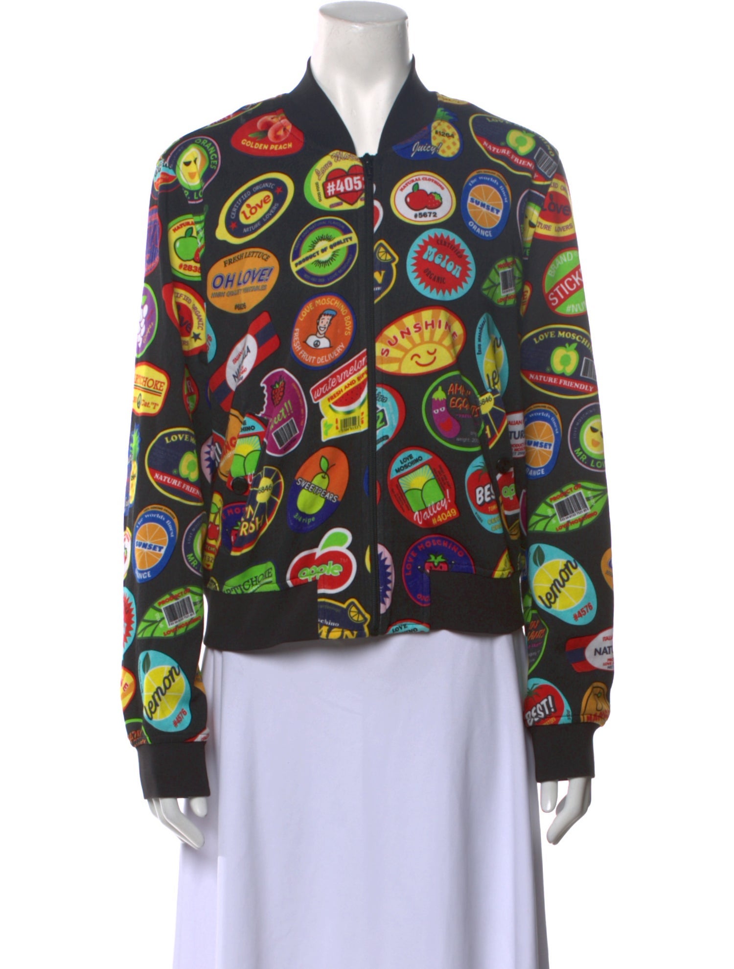 Love Moschino Printed Mock Neck Button-Up Top
