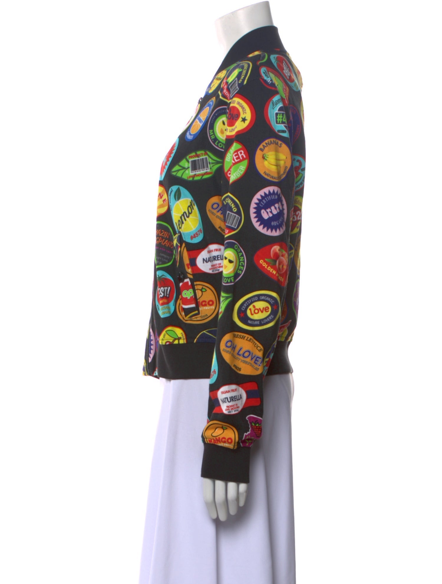 Love Moschino Printed Mock Neck Button-Up Top