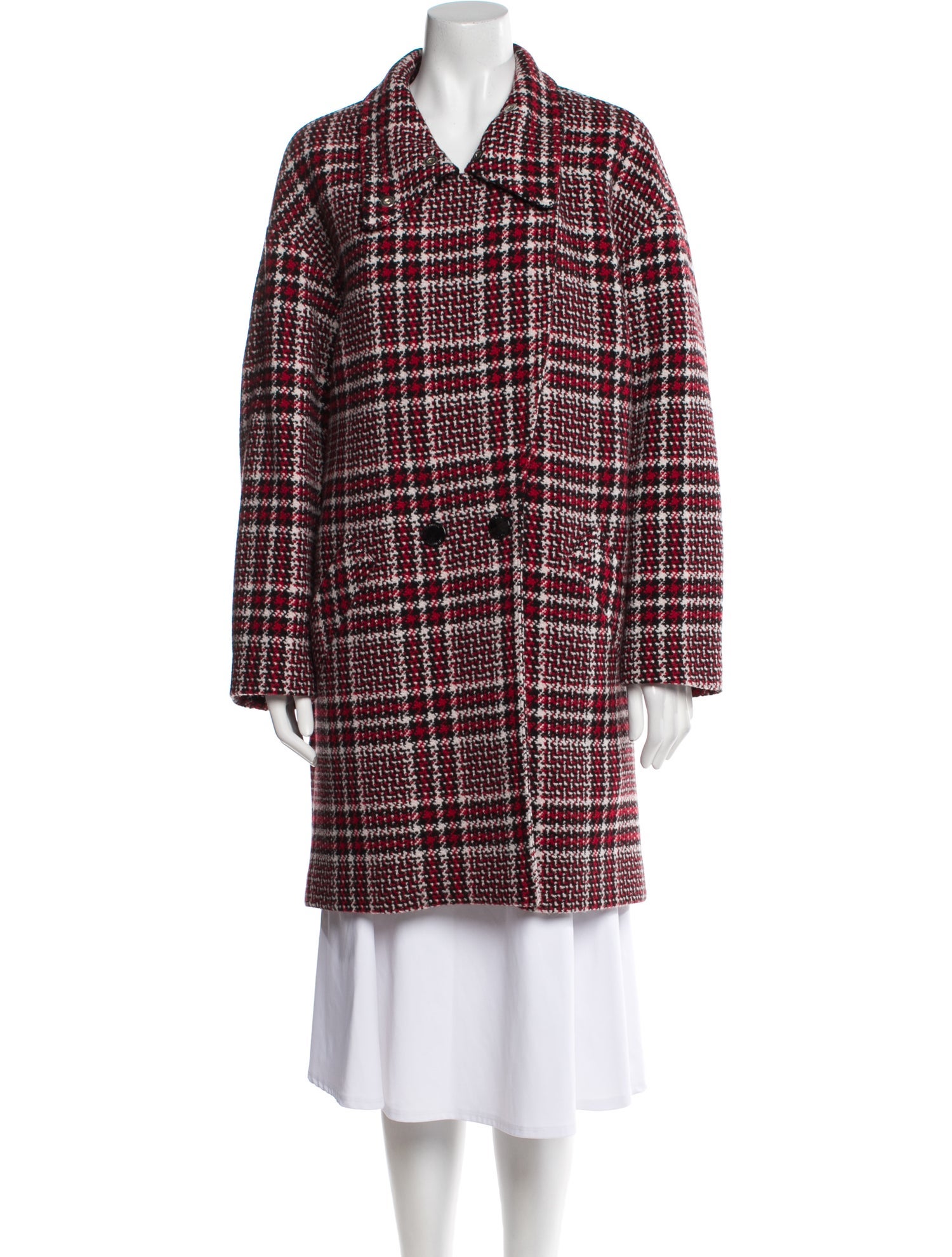 Love Moschino Wool Plaid Print Coat