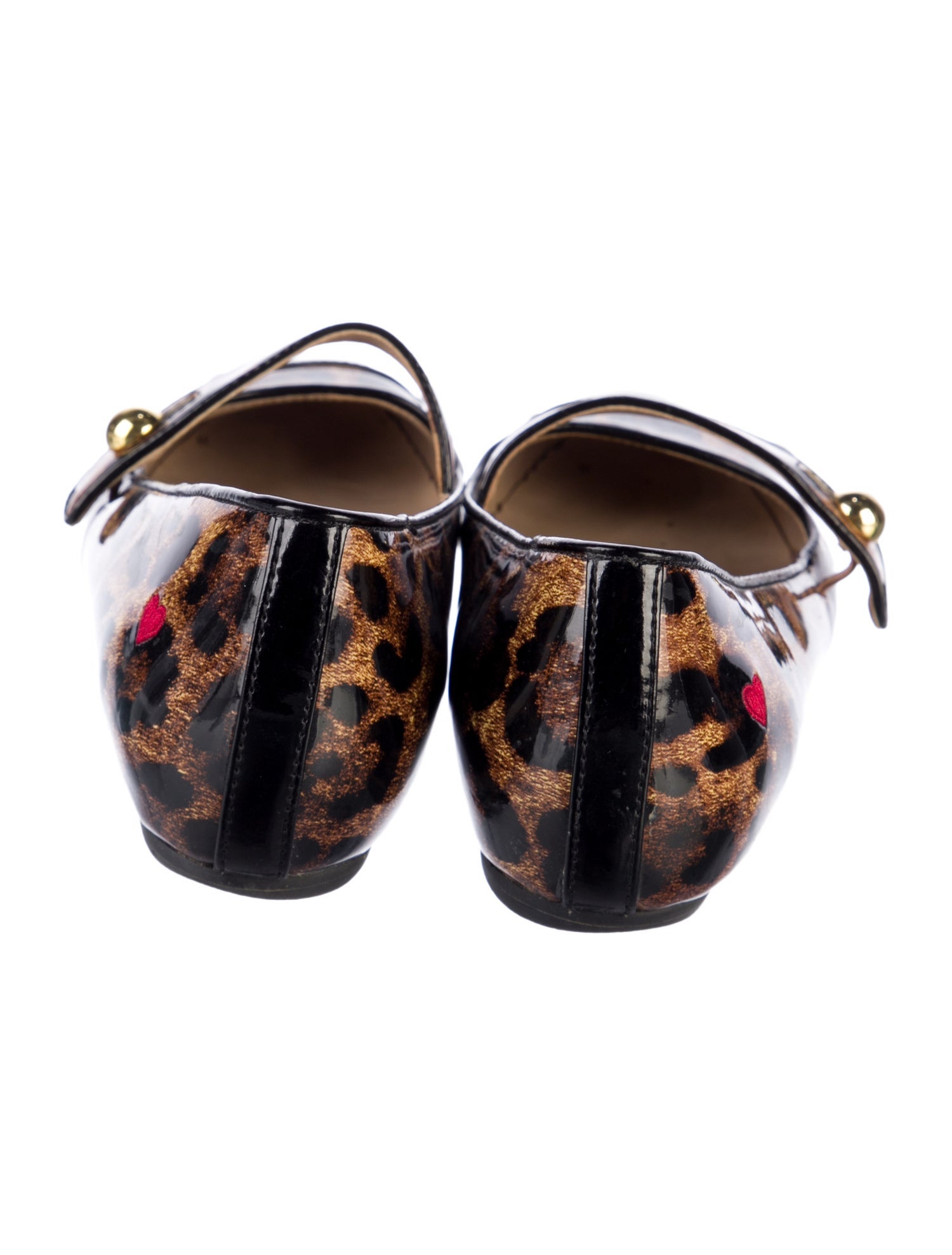 Love Moschino Patent Leather Animal Print Mary Jane Flats