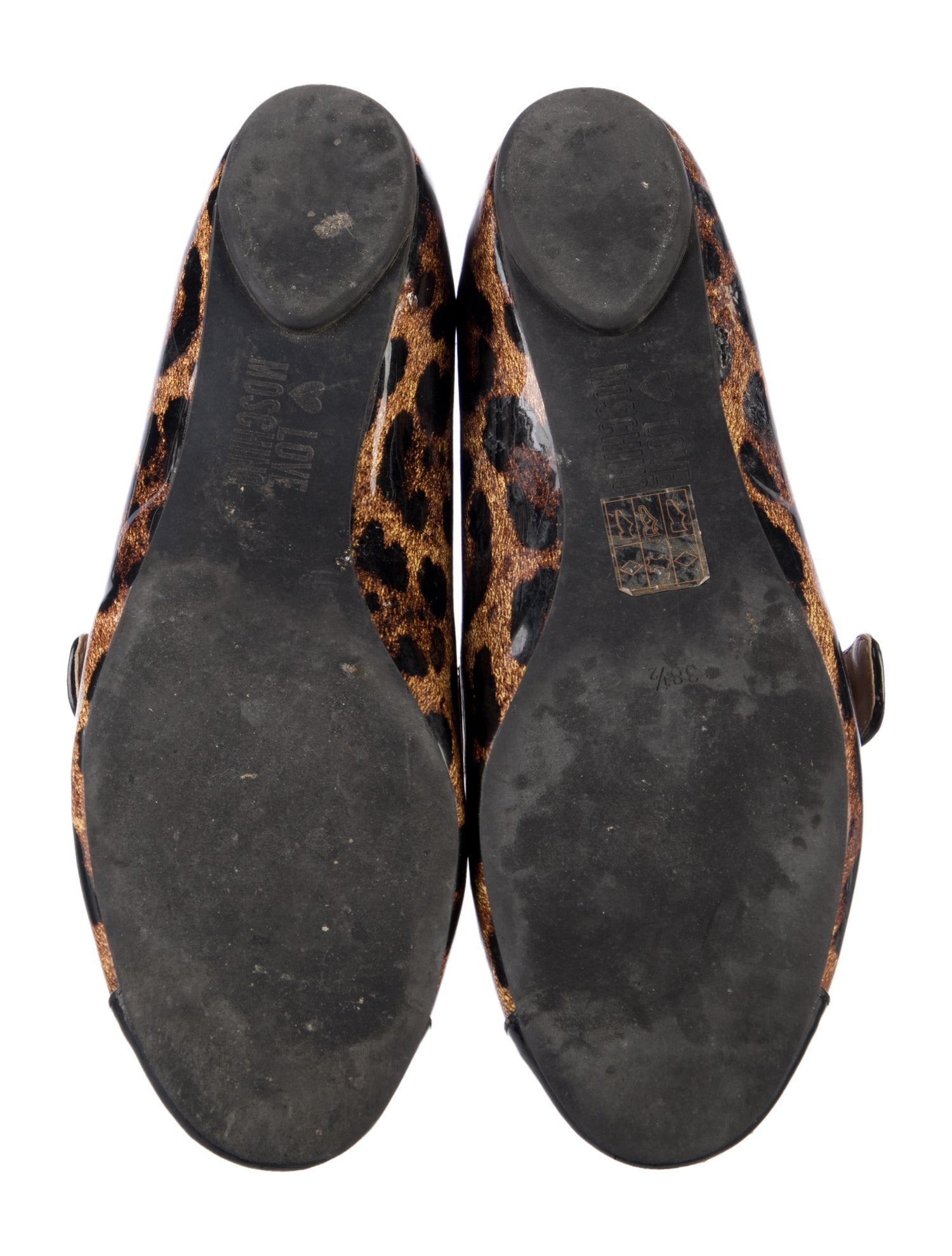 Love Moschino Patent Leather Animal Print Mary Jane Flats