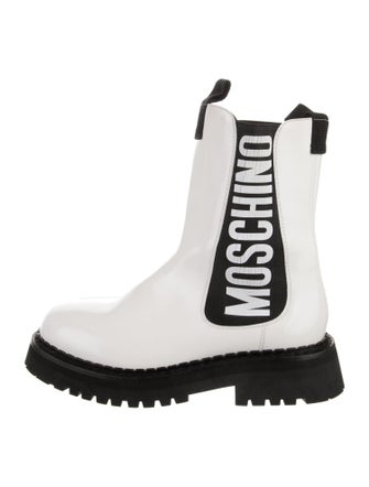 Love Moschino Patent Leather Graphic Print Chelsea Boots