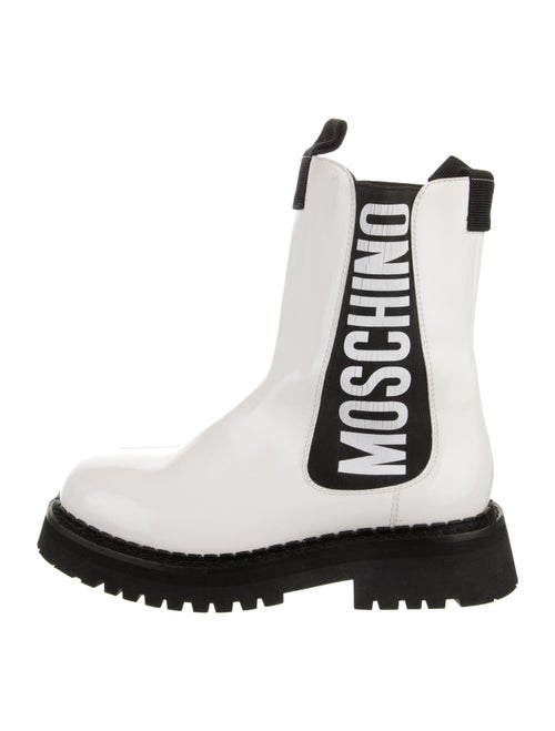 Love Moschino Patent Leather Graphic Print Chelsea Boots
