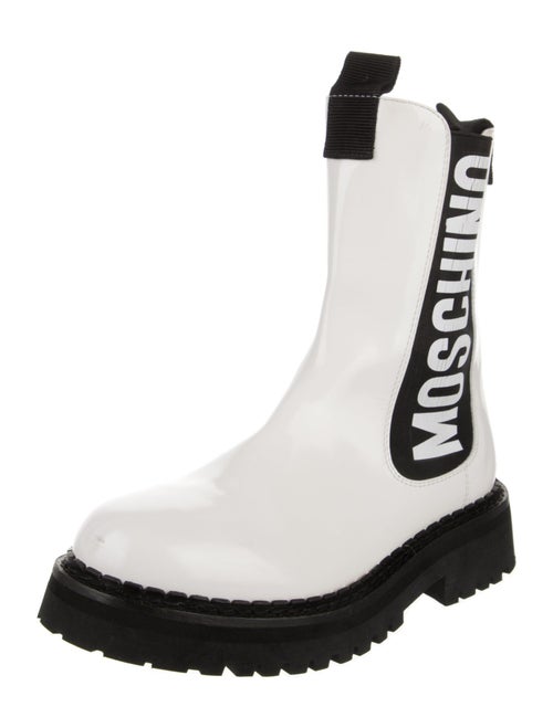 Love Moschino Patent Leather Graphic Print Chelsea Boots