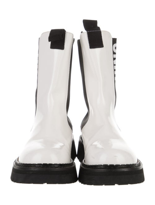 Love Moschino Patent Leather Graphic Print Chelsea Boots