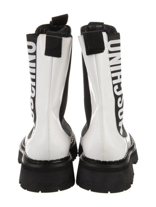 Love Moschino Patent Leather Graphic Print Chelsea Boots