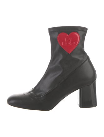 Love Moschino Leather Graphic Print Sock Boots