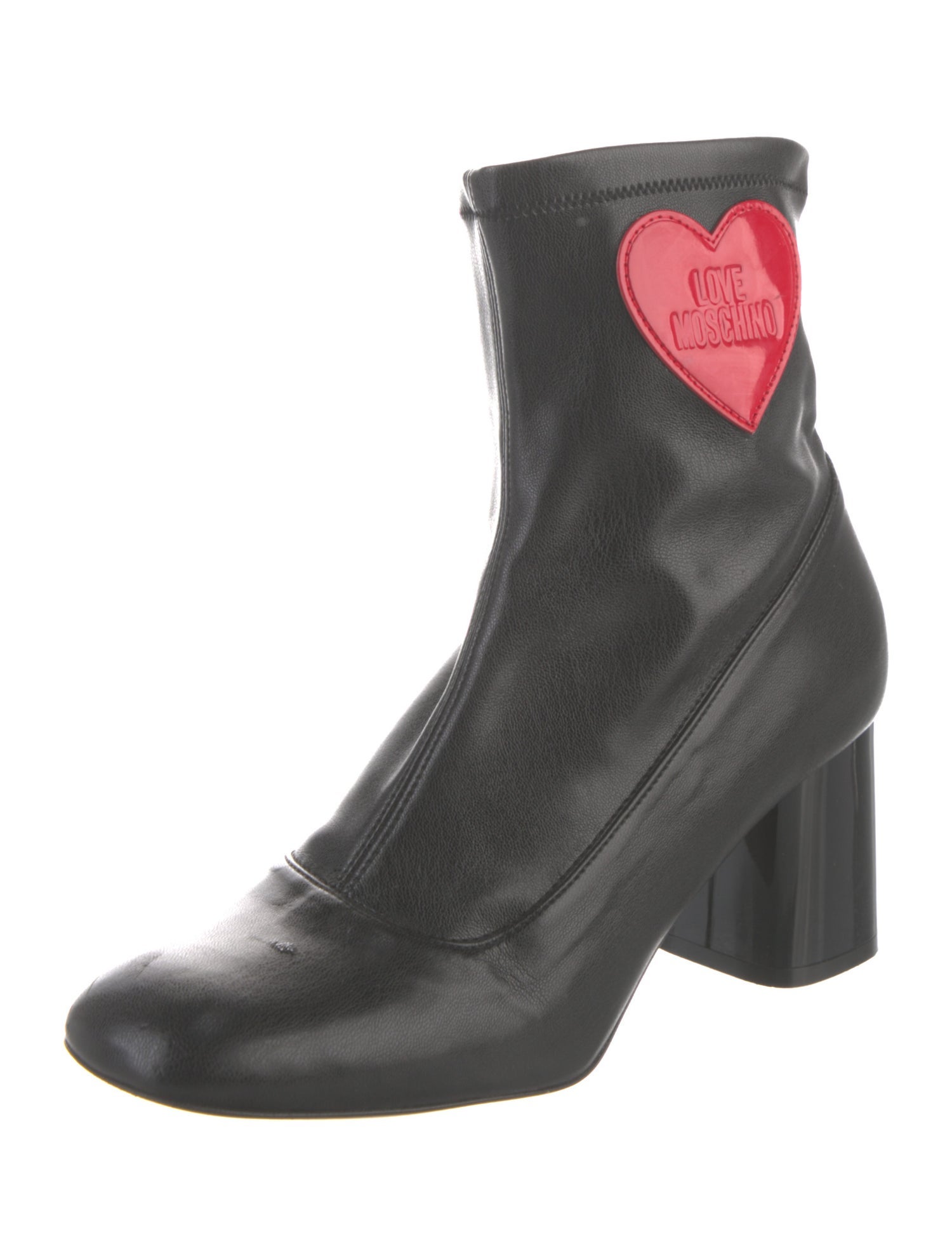 Love Moschino Leather Graphic Print Sock Boots