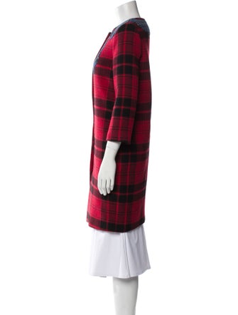 Love Moschino Wool Plaid Print Trench Coat