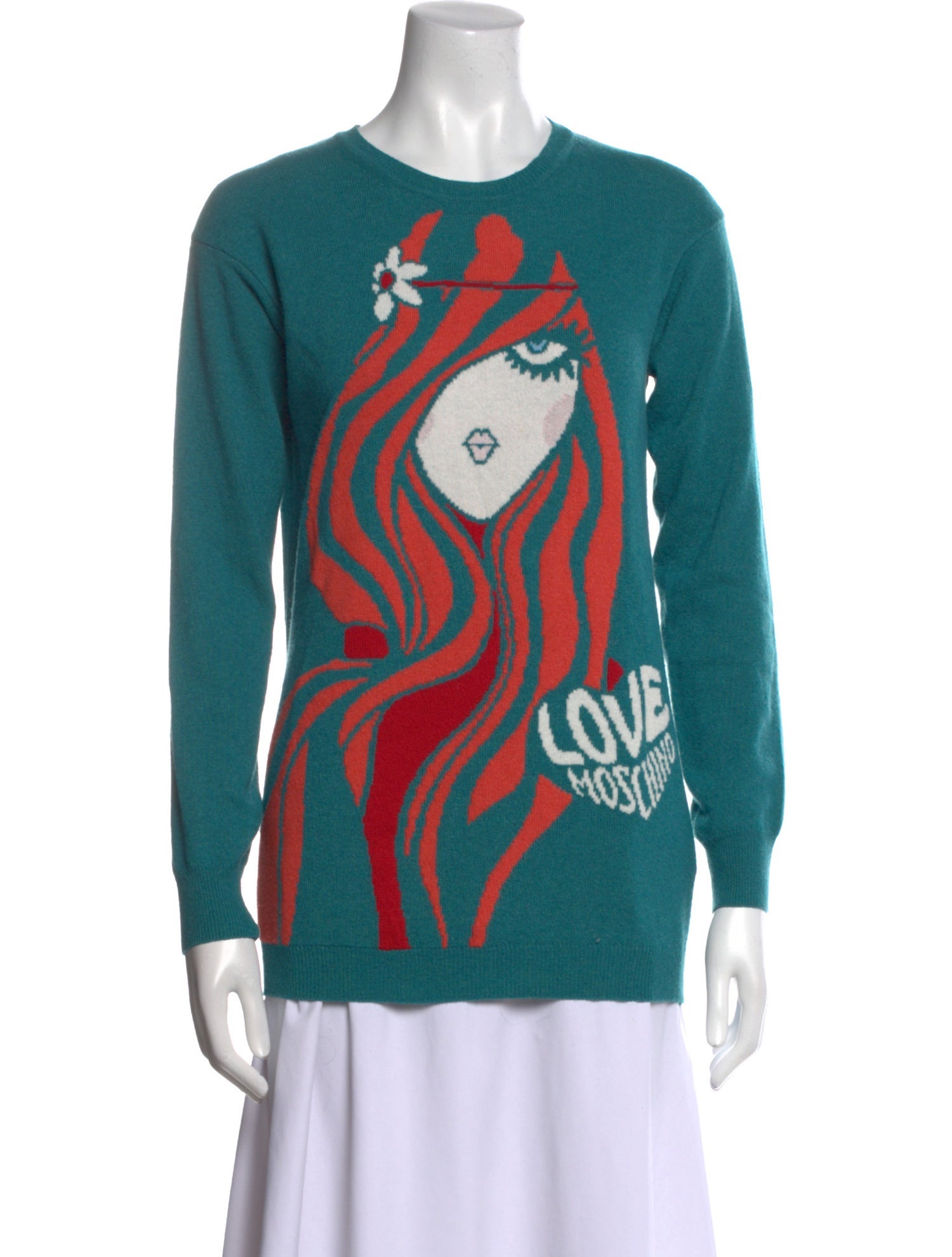 Love Moschino Graphic Print Crew Neck Sweater