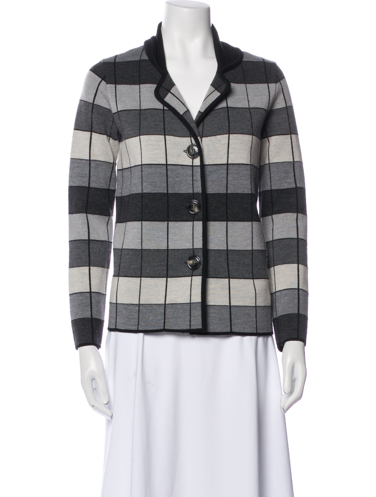 Love Moschino Virgin Wool Plaid Print Sweater