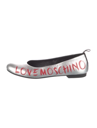 Love Moschino Leather Graphic Print Ballet Flats