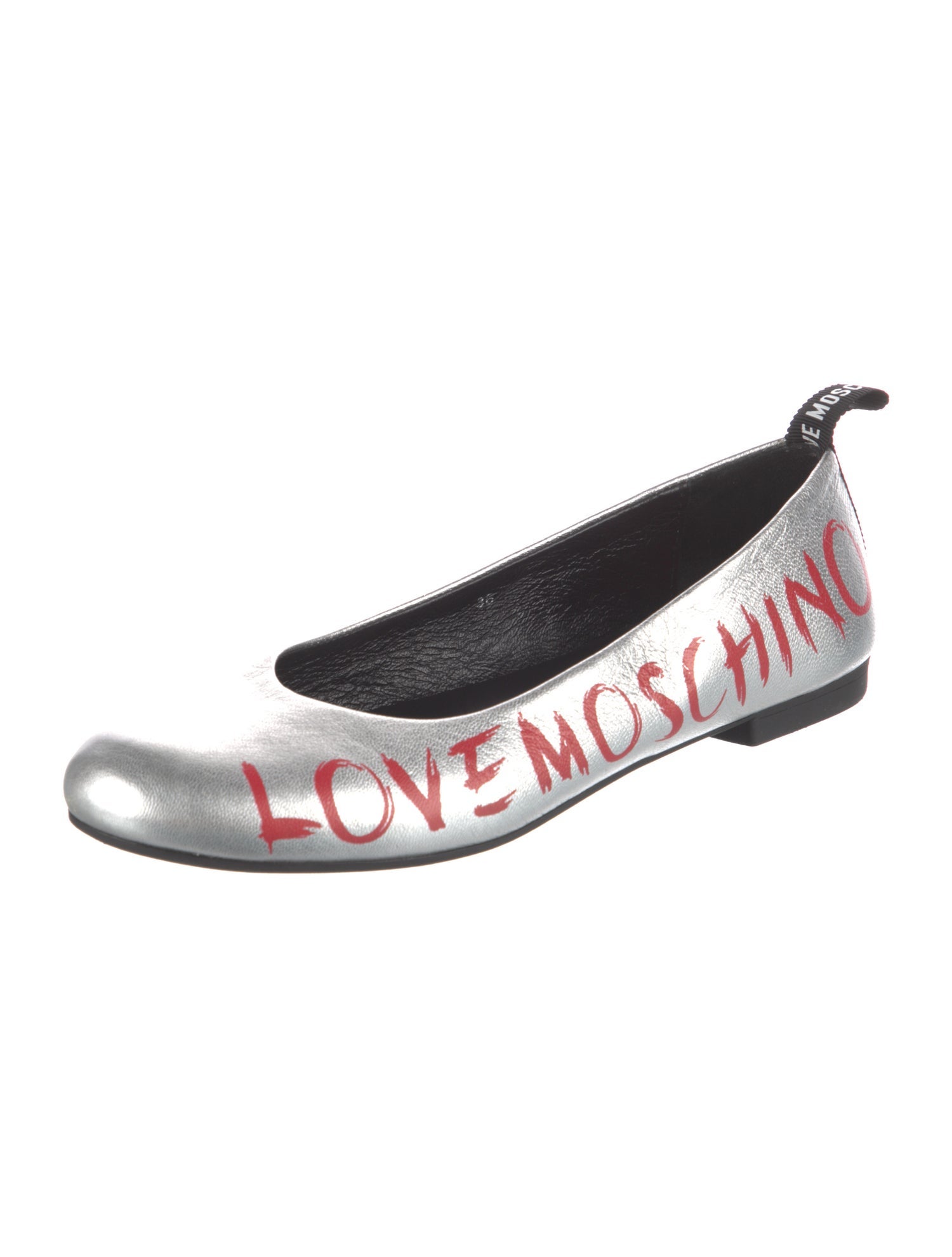 Love Moschino Leather Graphic Print Ballet Flats