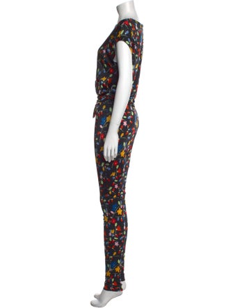 Love Moschino Floral Print V-Neck Jumpsuit