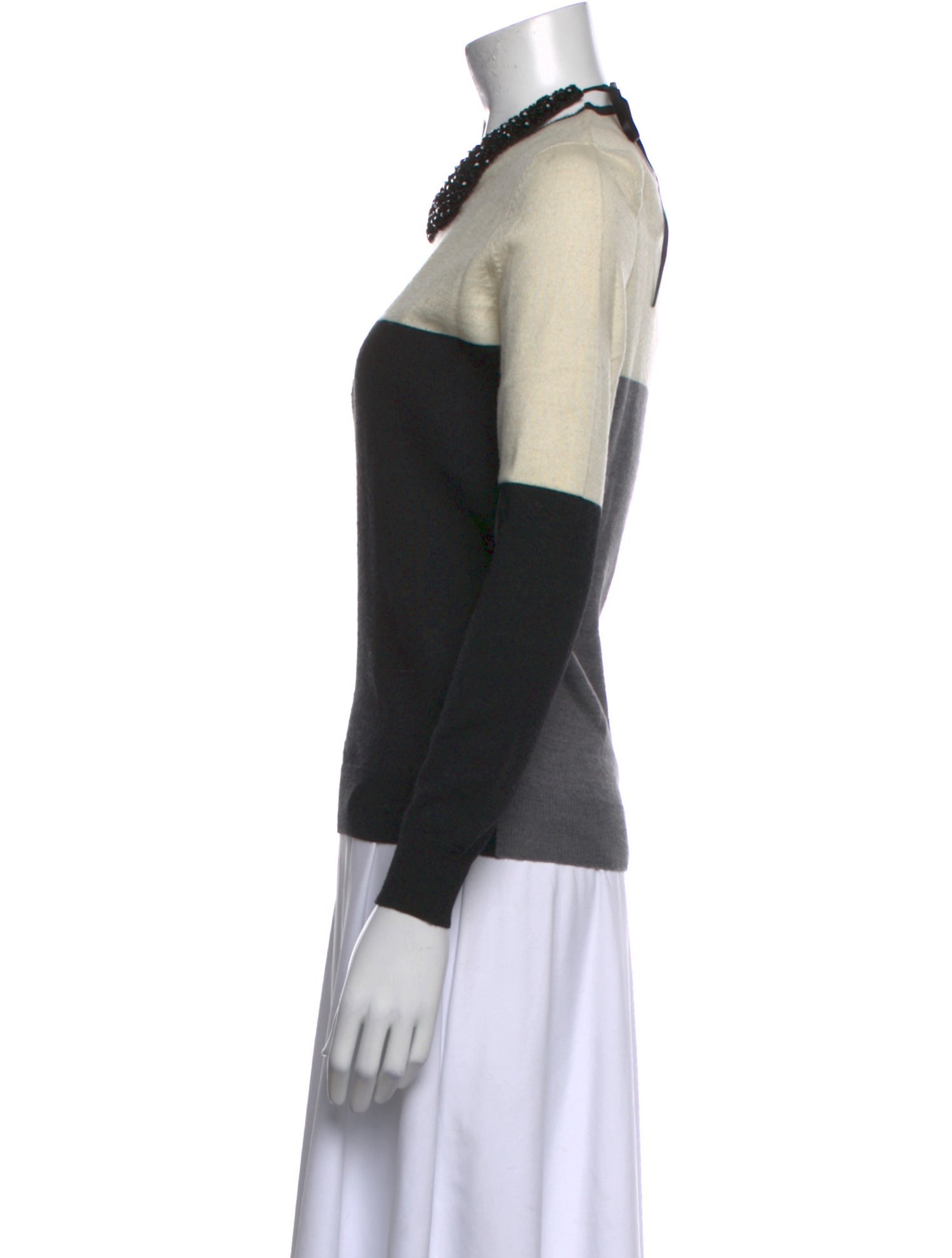 Love Moschino Colorblock Pattern Crew Neck Sweater