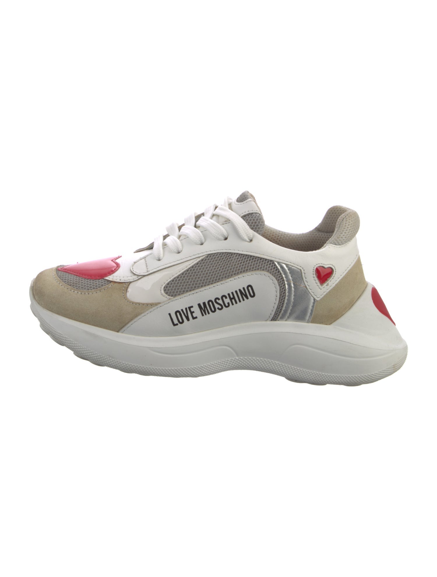 Love Moschino Leather Colorblock Pattern Sneakers