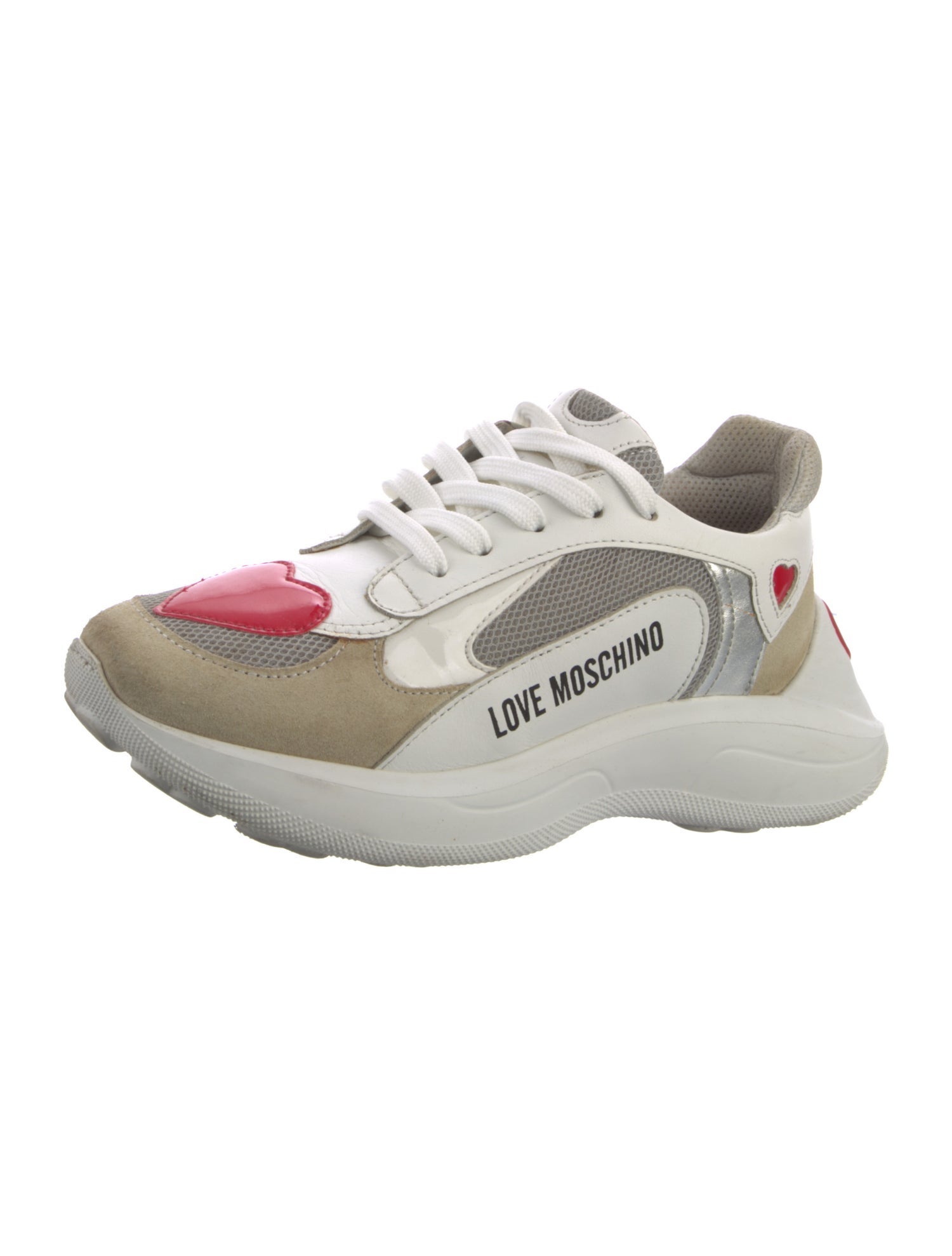 Love Moschino Leather Colorblock Pattern Sneakers