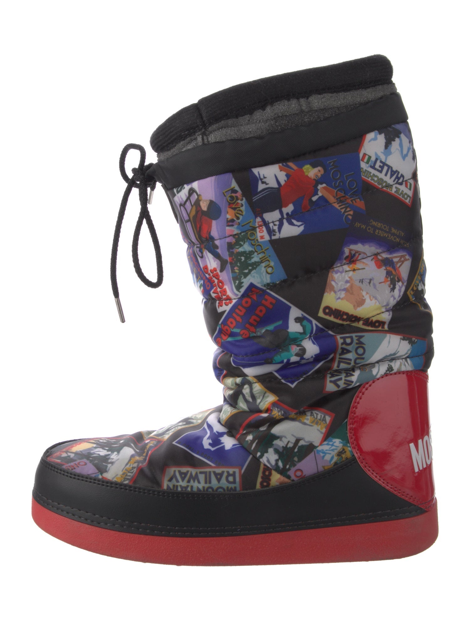 Love Moschino Nylon Printed Lace-Up Boots