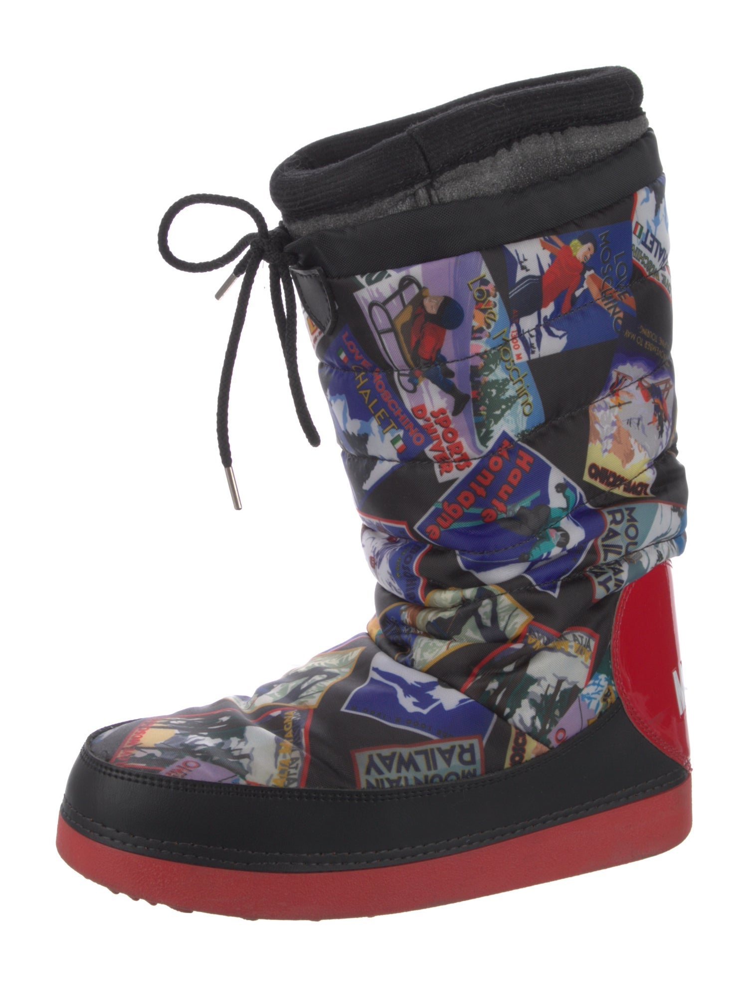 Love Moschino Nylon Printed Lace-Up Boots