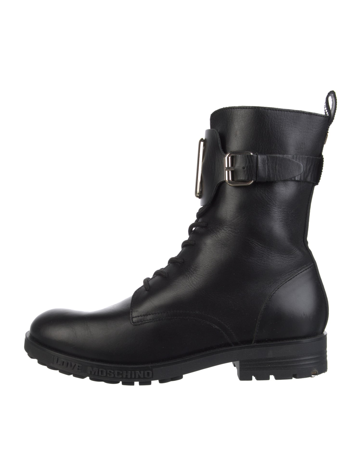 Love Moschino Leather Combat Boots
