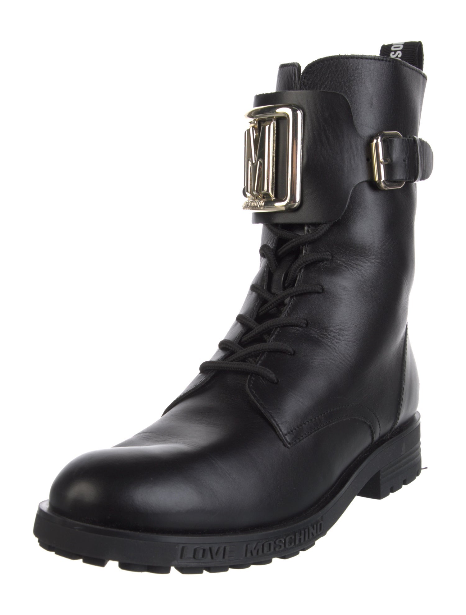 Love Moschino Leather Combat Boots