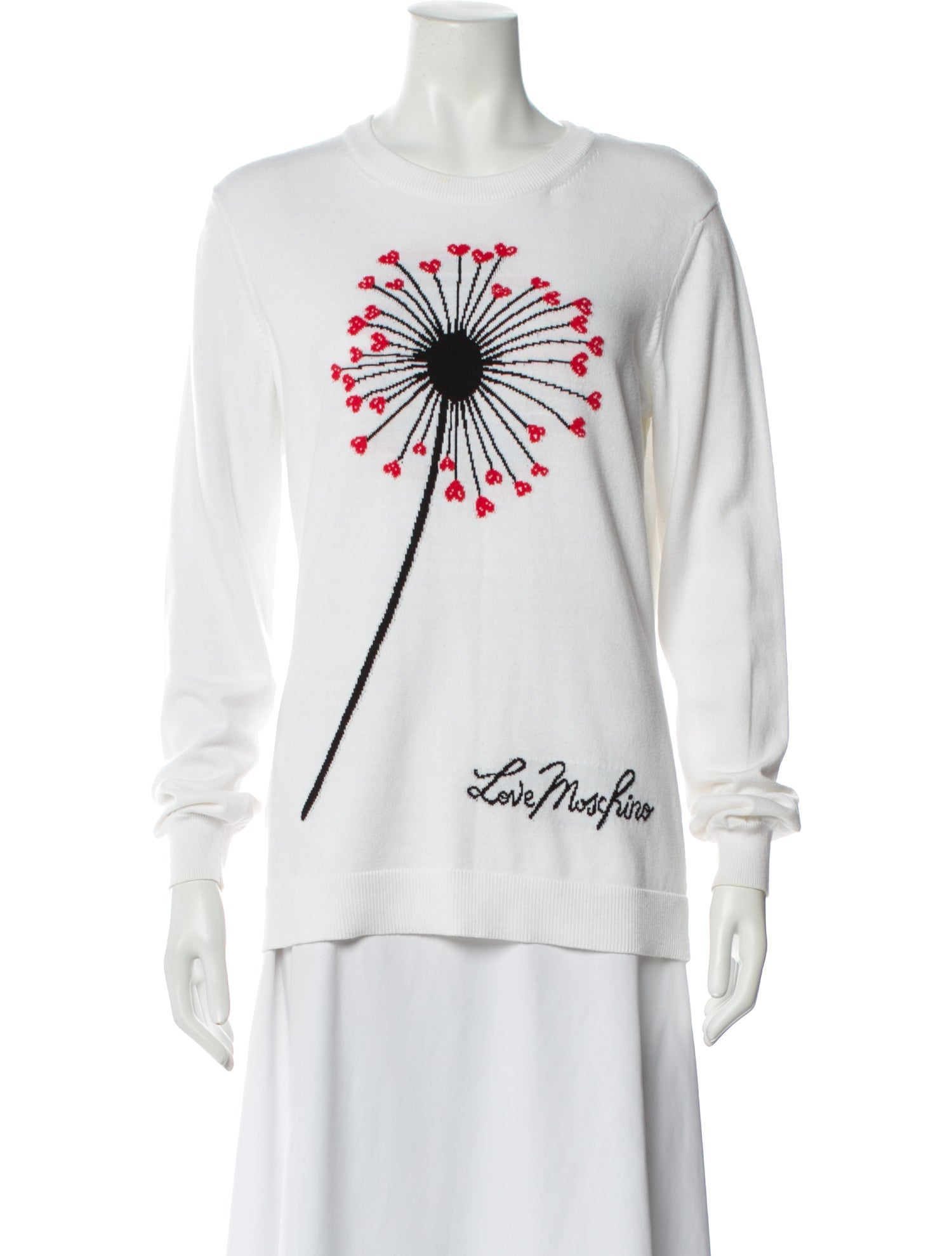 Love Moschino Graphic Print V-Neck Sweater