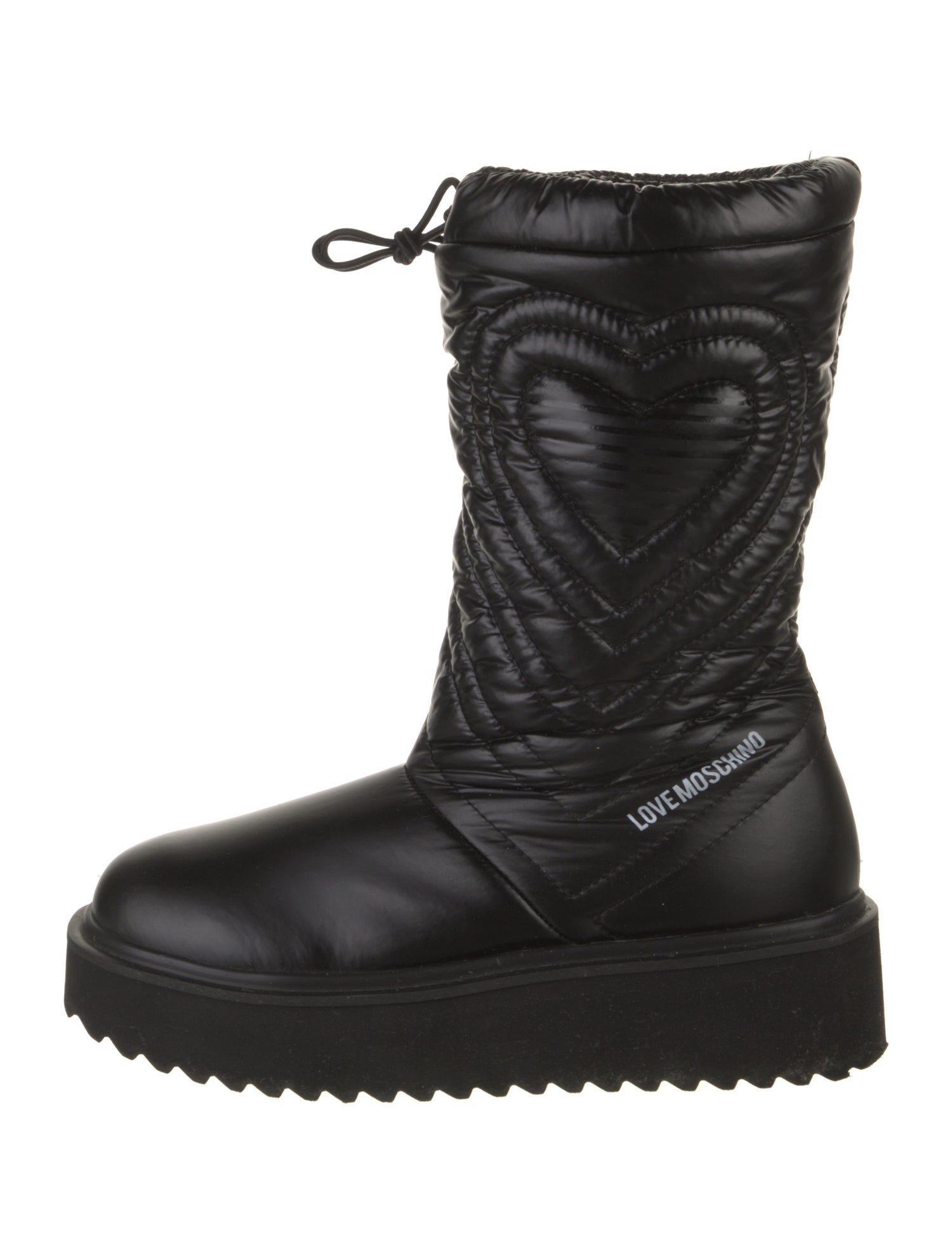 Love Moschino Leather Graphic Print Combat Boots