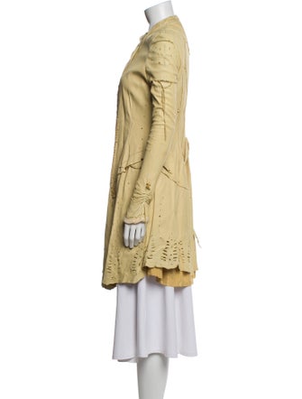 Les Habitudes Leather Camouflage Print Coat