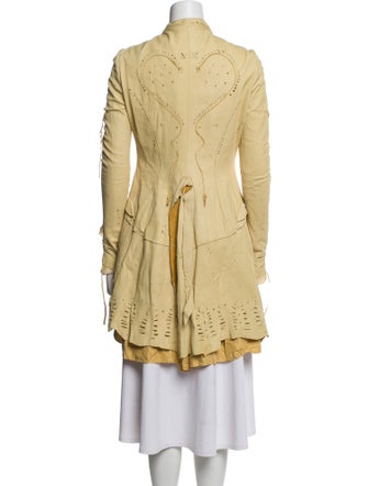 Les Habitudes Leather Camouflage Print Coat