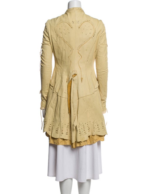 Les Habitudes Leather Camouflage Print Coat