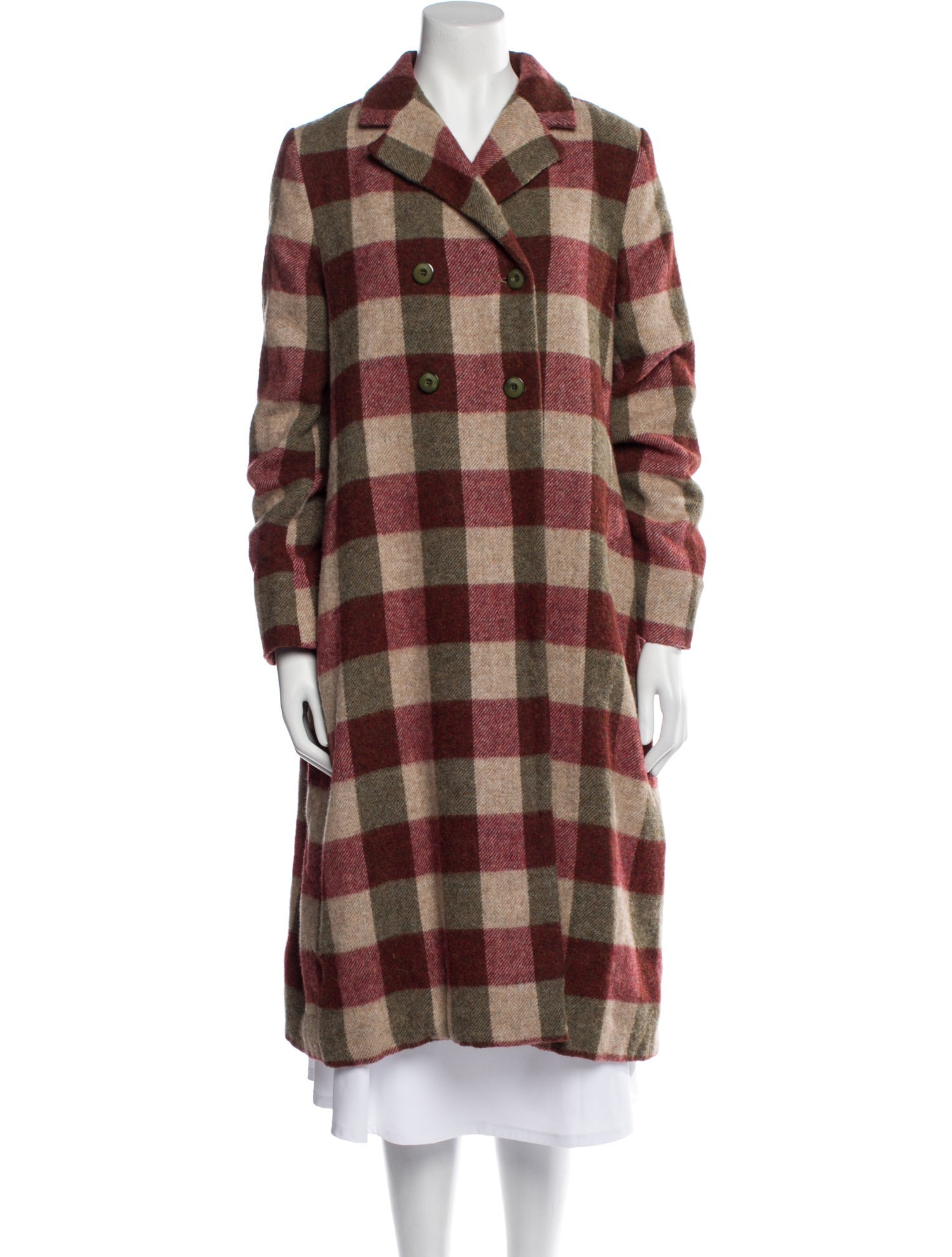 Lilith Virgin Wool Plaid Print Peacoat