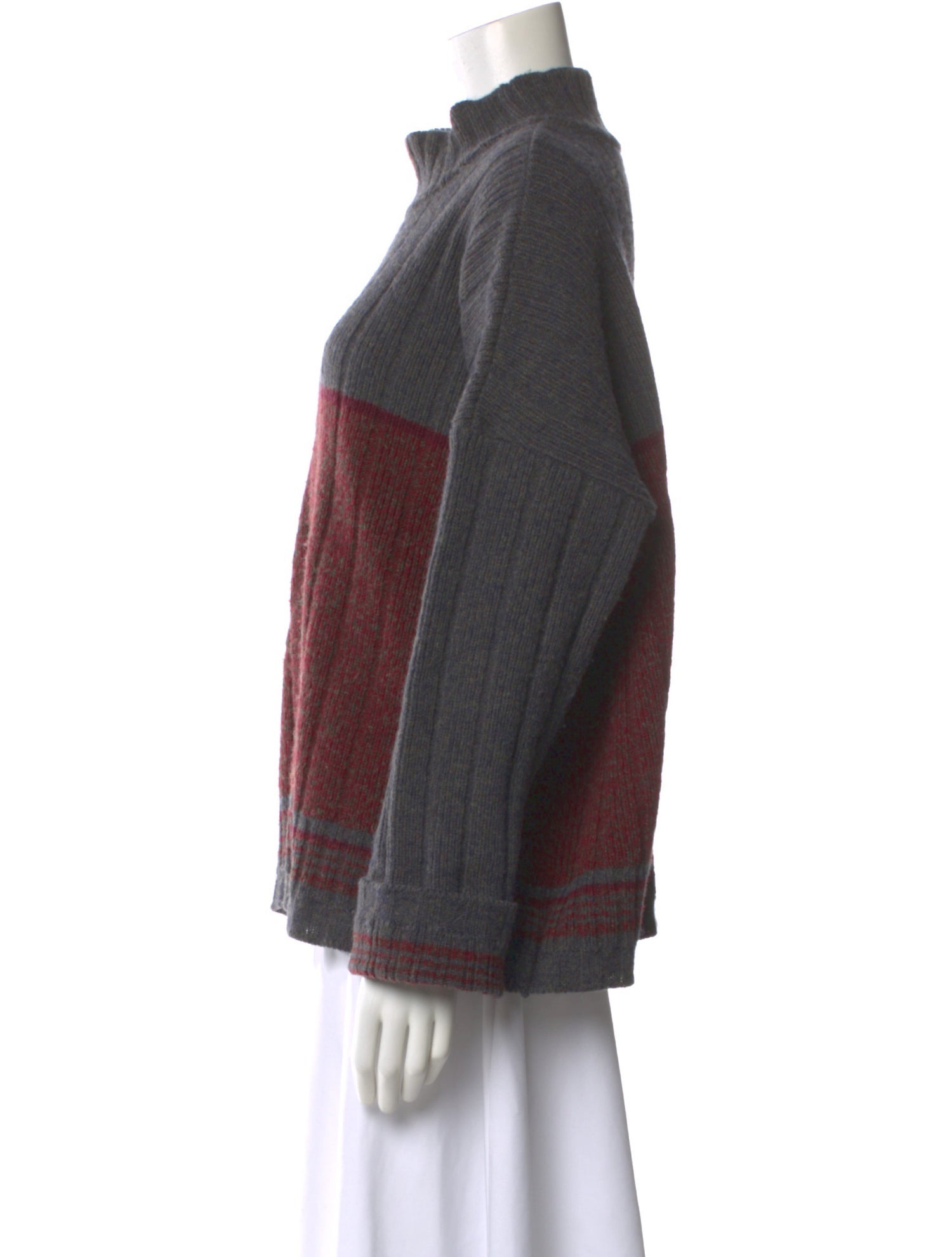 Lilith Colorblock Pattern Mock Neck Sweater
