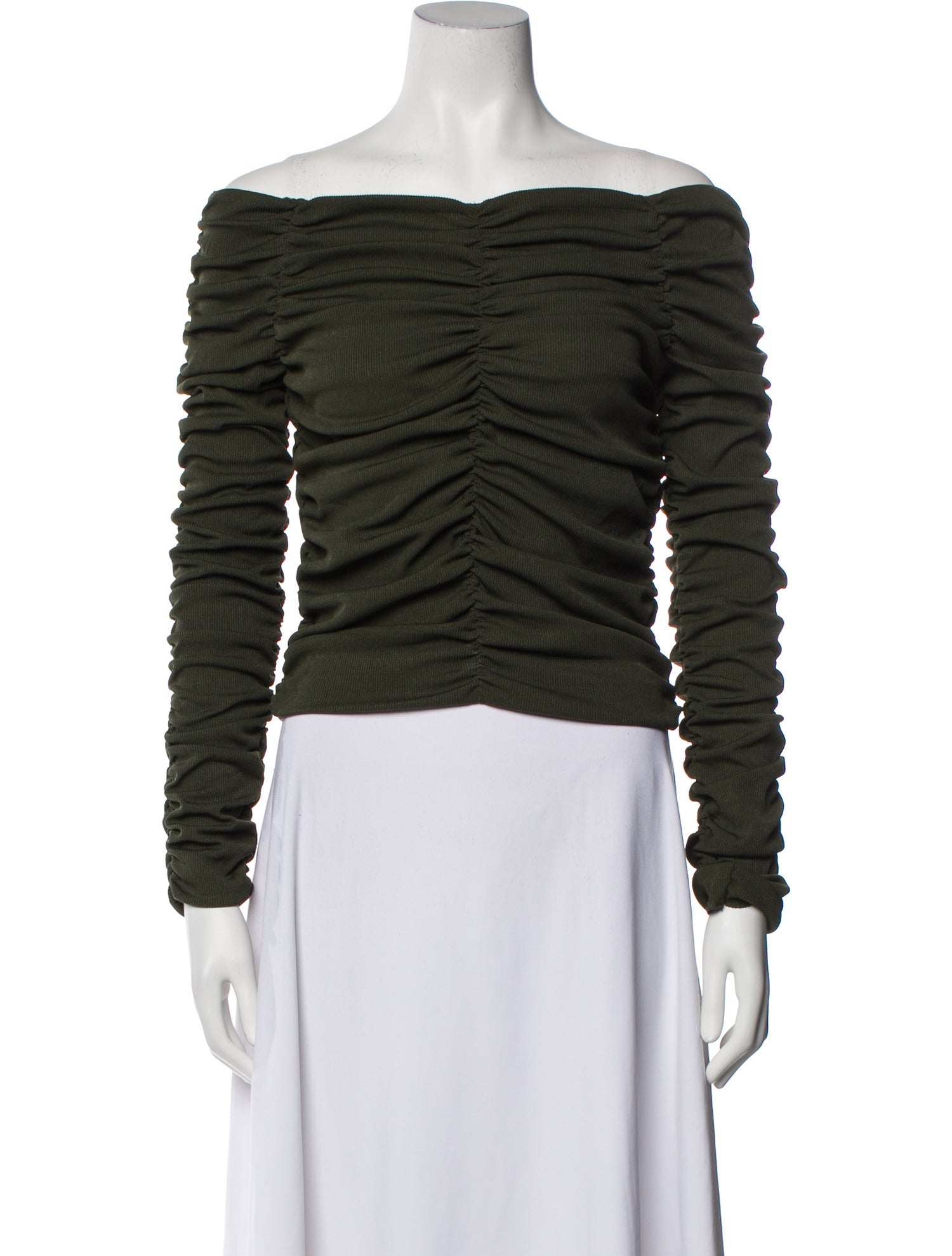 Line And Dot Off-The-Shoulder Long Sleeve Crop Top