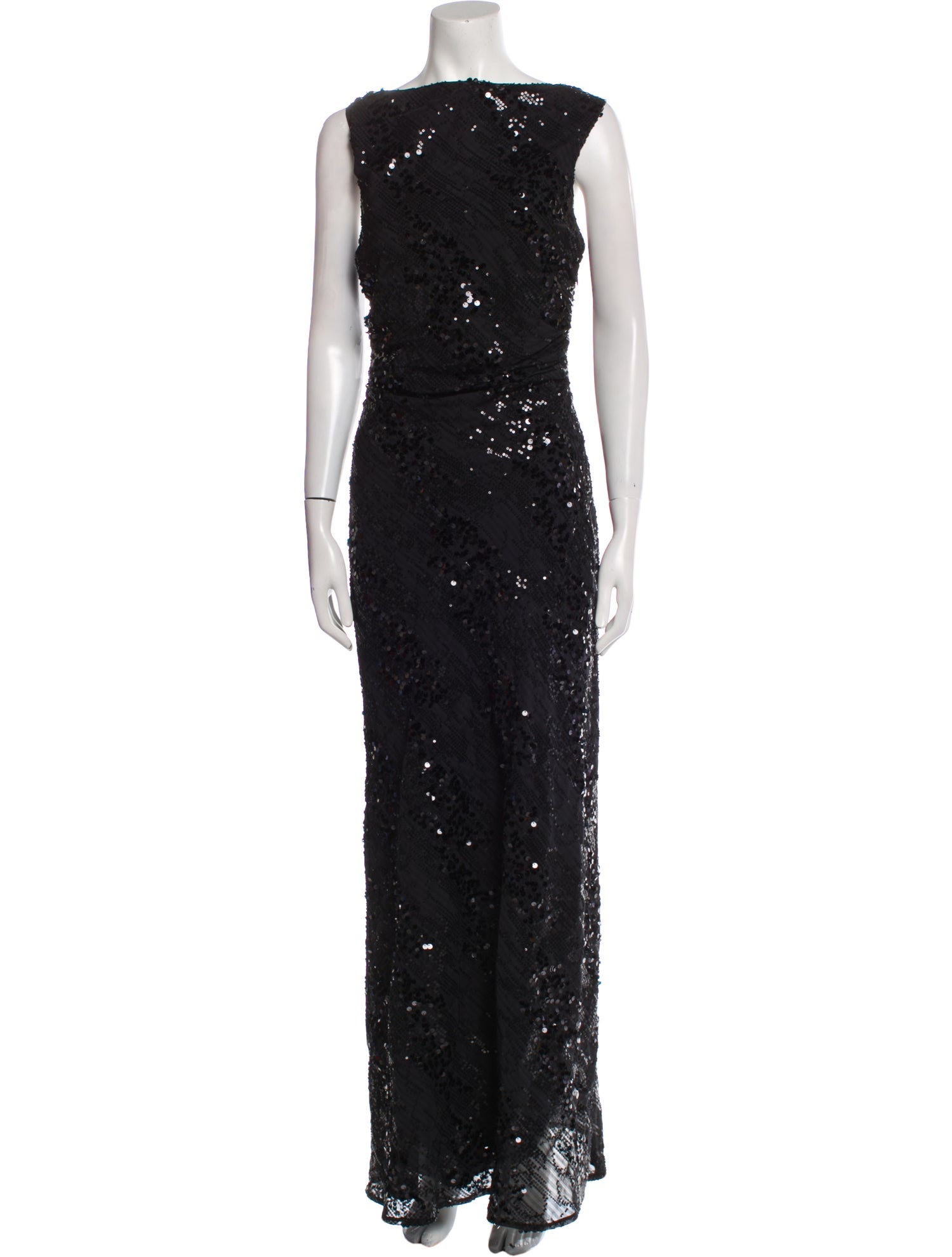 Line And Dot Bateau Neckline Long Dress