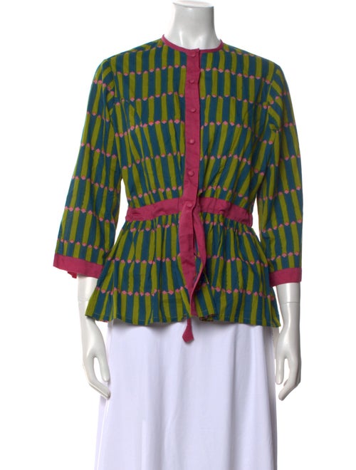 LISA CORTI Printed Crew Neck Blouse